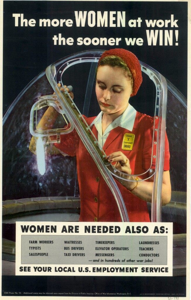 World War II poster encouraging women to work; public domain